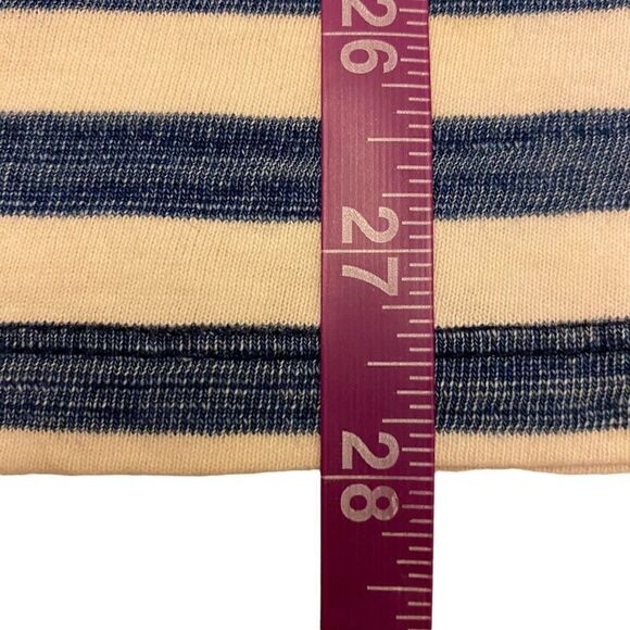 Gap V-Neck Blue and White Striped Top with 3/4 length sleeves and silver‎ accent - Picture 11 of 11